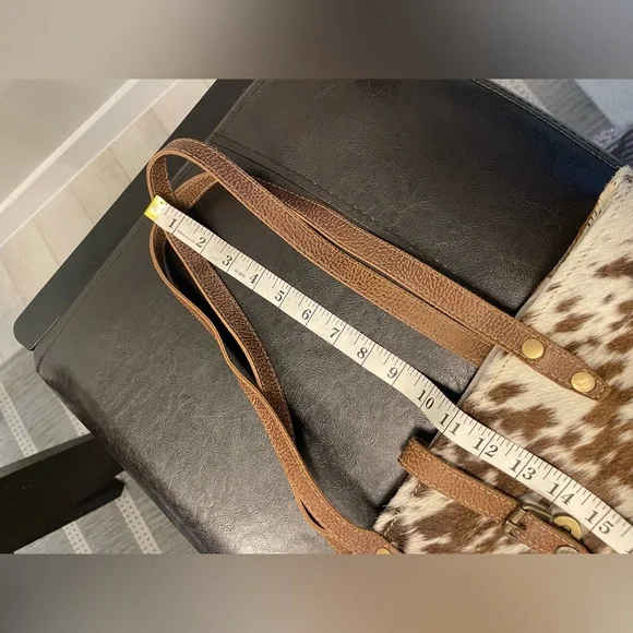 MYRA BAG / WALLET Tan hair on tote Calf Hair Leather Bag with wallet CHK PIC - Picture 8 of 14